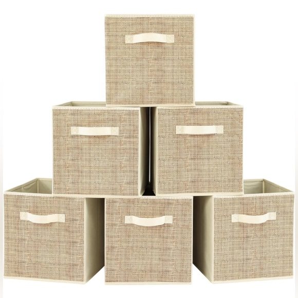 6 Pack Foldable Fabric Storage Cubes with Handle - Picture 4 of 6